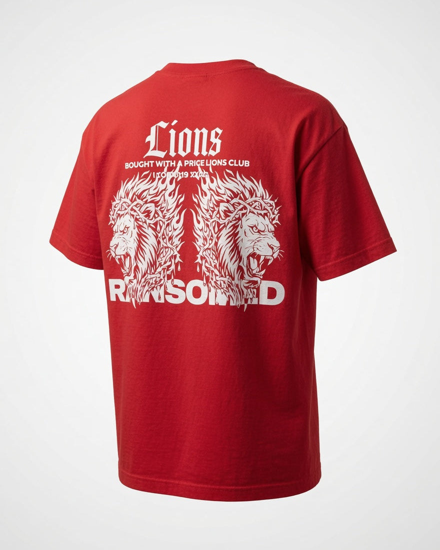 Ransomed Lions “Bought With a Price” Tee – Red